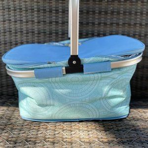 Aaron Sanchez Insulated Picnic Basket Green and Blue Double Zipper